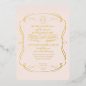 Elegant Formal Gold Blush Scrolls Weddenschap Folie Uitnodiging (Voorkant)