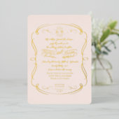 Elegant Formal Gold Blush Scrolls Weddenschap Folie Uitnodiging (Staand Voorkant)
