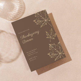 Elegant Formal Gold Leaf Thanksgiving Invitation Kaart