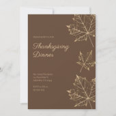 Elegant Formal Gold Leaf Thanksgiving Invitation Kaart (Voorkant)