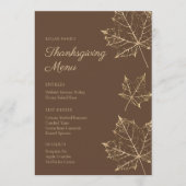Elegant Formal Gold Leaf Thanksgiving Menu (Voorkant)