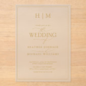 Elegant Formal Gold Monogram Calligraphy Wedding Acryl Uitnodigingen (Voorkant)