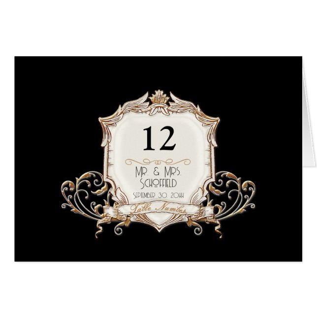 Elegant formal goud in Black Swirls Weddenschap (Voorkant Horizontaal)