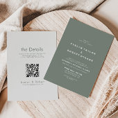 Elegant Formal Green Front en Rug Wedding Kaart