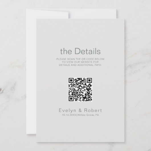 Elegant Formal Green Front en Rug Wedding Kaart (Achterkant)