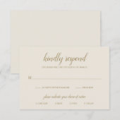 Elegant Formal Meal Neutral Gold Ivory Wedding RSVP Kaartje (Voorkant / Achterkant)