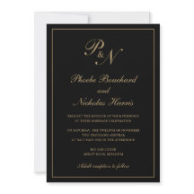 Elegant Formal Monogram Black en Gold Wedding