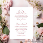 Elegant Formal Monogram Blush Pink Wedding Kaart