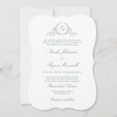 Elegant Formal Monogram Bord Green Wedding Kaart (Voorkant)
