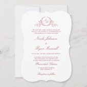 Elegant Formal Monogram Burgundy Wedding Kaart (Voorkant)