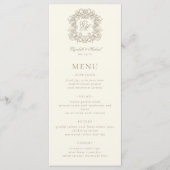 Elegant Formal Monogram Crest Ivory Wedding Menu (Voorkant)