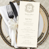 Elegant Formal Monogram Crest Ivory Wedding Menu