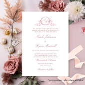 Elegant Formal Monogram Dusty Roos Wedding Kaart