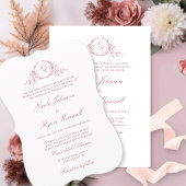 Elegant Formal Monogram Dusty Roos Wedding Kaart