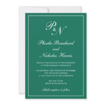 Elegant Formal Monogram Emerald Green Wedding