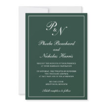 Elegant Formal Monogram Forest Green Wedding
