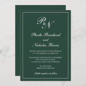 Elegant Formal Monogram Forest Green Wedding Kaart (Voorkant / Achterkant)