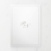 Elegant Formal Monogram Foto Sage Green Wedding Drieluik Uitnodiging (Cover)