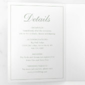 Elegant Formal Monogram Foto Sage Green Wedding Drieluik Uitnodiging (Binnenzijde eerst)