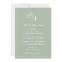 Elegant Formal Monogram Sage Green Wedding