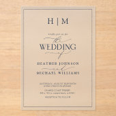 Elegant Formal Navy Blue Calligraphy Wedding Acryl Uitnodigingen (Voorkant)