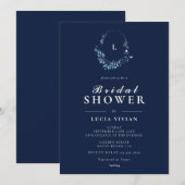 Elegant Formal Navy Blue Monogram Vrijgezellenfees Kaart (Voorkant / Achterkant)