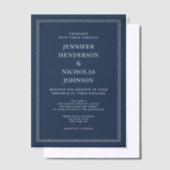 Elegant Formal Navy Blue Wedding Vellum Uitnodigingen (Offset)