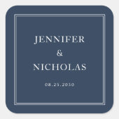 Elegant Formal Navy Blue Wedding Vierkante Sticker (Voorkant)