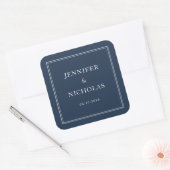 Elegant Formal Navy Blue Wedding Vierkante Sticker (Envelop)