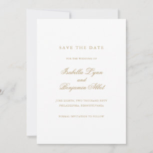 Elegant Formal Non Photo Wedding Gold Save The Date