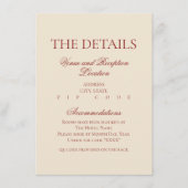 Elegant Formal Old Money Bold Red Wedding Details Informatiekaartje (Voorkant)