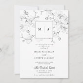 Elegant Formal Orchids Wreater Monogram Wedding Kaart (Voorkant)