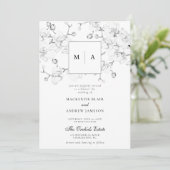Elegant Formal Orchids Wreater Monogram Wedding Kaart (Staand voorkant)