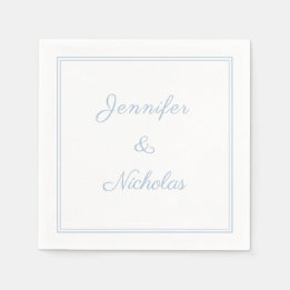 Elegant Formal Powder Blue Script Wedding Servet