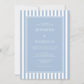 Elegant Formal Powder Blue Stripes Wedding Kaart (Voorkant)