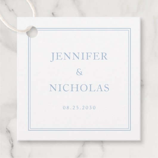 Elegant Formal Powder Blue Wedding Bedankjes Labels (Voorkant)