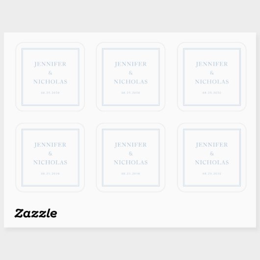 Elegant Formal Powder Blue Wedding Vierkante Sticker (Vel)