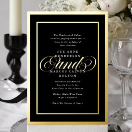 Elegant Formal Premium Gold Lijst Bruiloft Folie Uitnodiging