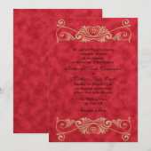 Elegant Formal Red and Gold Wedding Kaart (Voorkant / Achterkant)