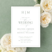 Elegant Formal Sage Green Calligraphy Wedding