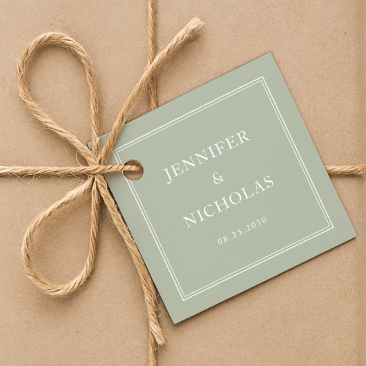 Elegant Formal Sage Green Wedding Bedankjes Labels