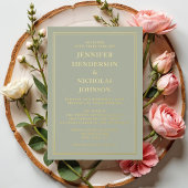 Elegant Formal Sage Green Wedding Gold Folie Uitnodiging
