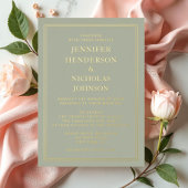 Elegant Formal Sage Green Wedding Gold Folie Uitnodiging