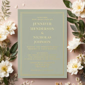 Elegant Formal Sage Green Wedding Gold Folie Uitnodiging