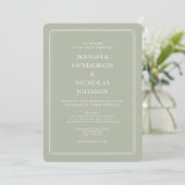 Elegant Formal Sage Green Wedding Kaart (Staand voorkant)