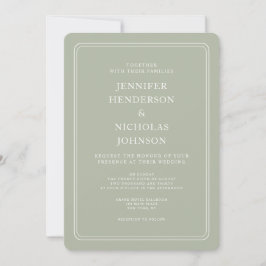 Elegant Formal Sage Green Wedding Kaart