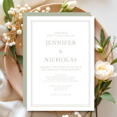 Elegant Formal Sage Green Wedding Kaart