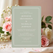 Elegant Formal Sage Green Wedding Kaart