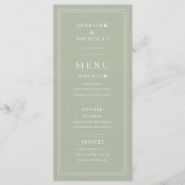 Elegant Formal Sage Green Wedding Menu (Voorkant)
