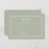 Elegant Formal Sage Green Wedding RSVP Kaartje (Voorkant / Achterkant)